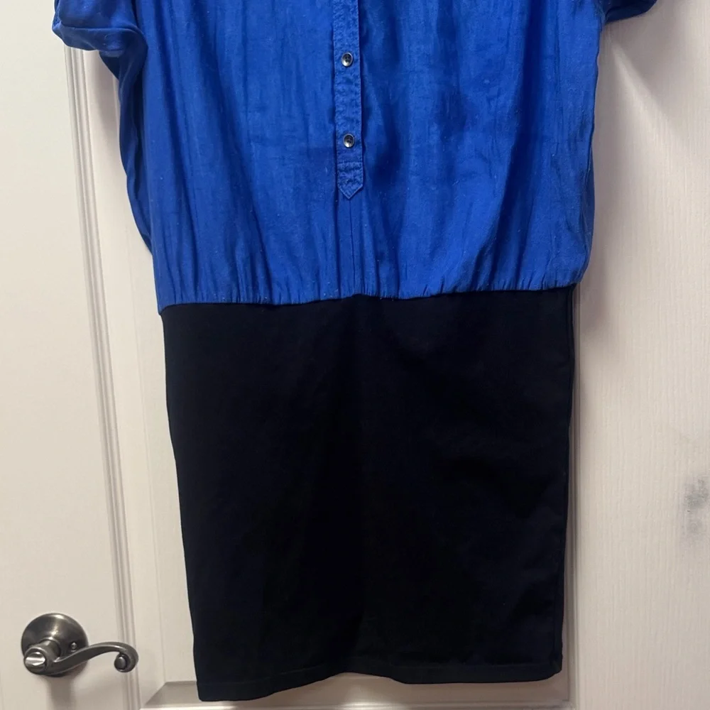 Express Royal Blue and Black Shirt Dress - Picture 7 of 12